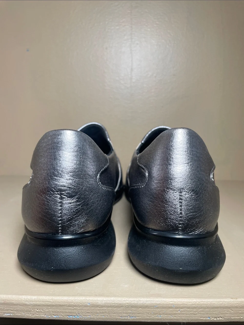 Women’s Metallic Silver Slip-On Shoe: Clark’s Lynell Egde
